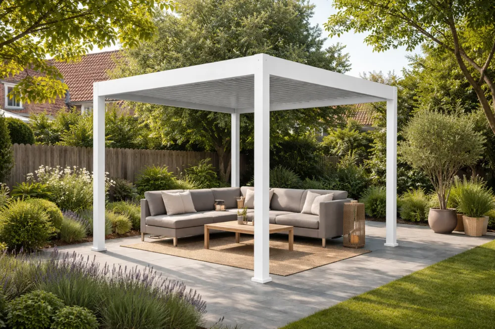 Direct Beschikbaar Aluminium Terrasoverkapping Comfort Vrijstaand 300 x 300 cm Wit
