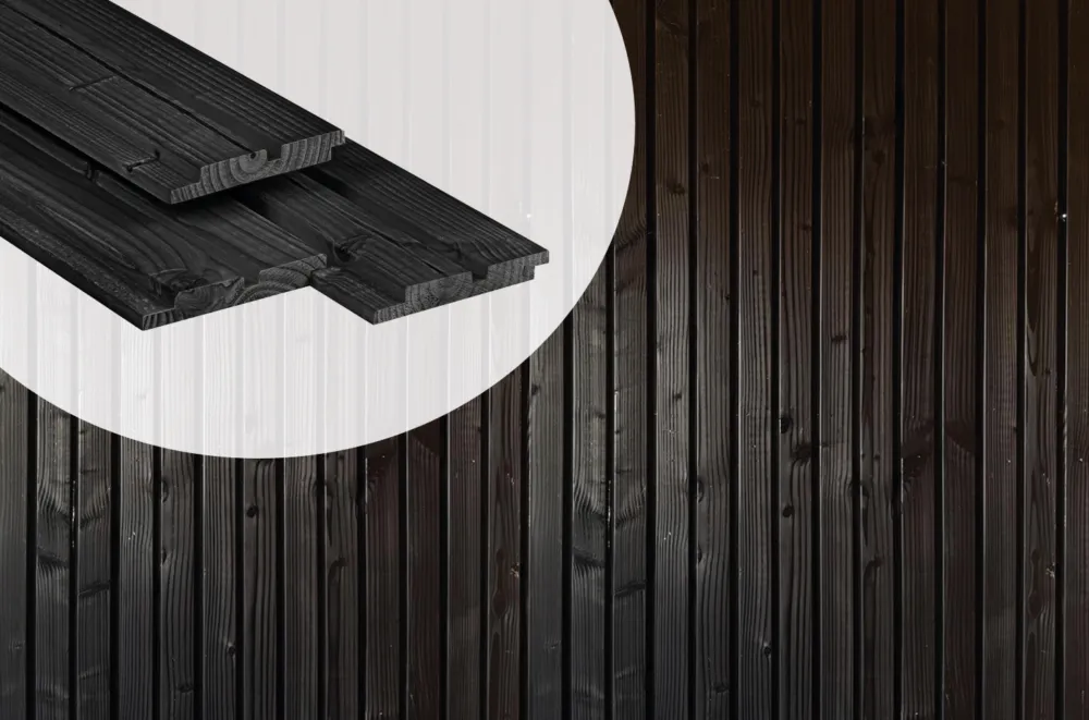 Exclusieve Aanbieding Douglas Dubbel Blokprofiel 1.9 x 13 cm Geschaafd - Zwart Gespoten - 400 cm