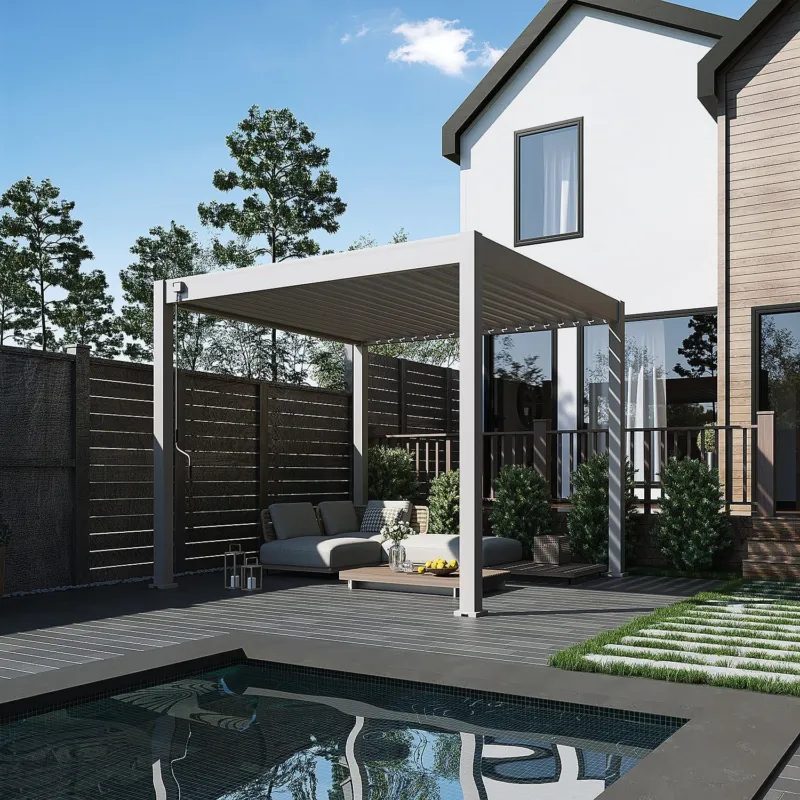 Tijdelijk Beschikbaar Aluminium Terrasoverkapping Comfort Vrijstaand 300 x 300 cm Kiezelgrijs