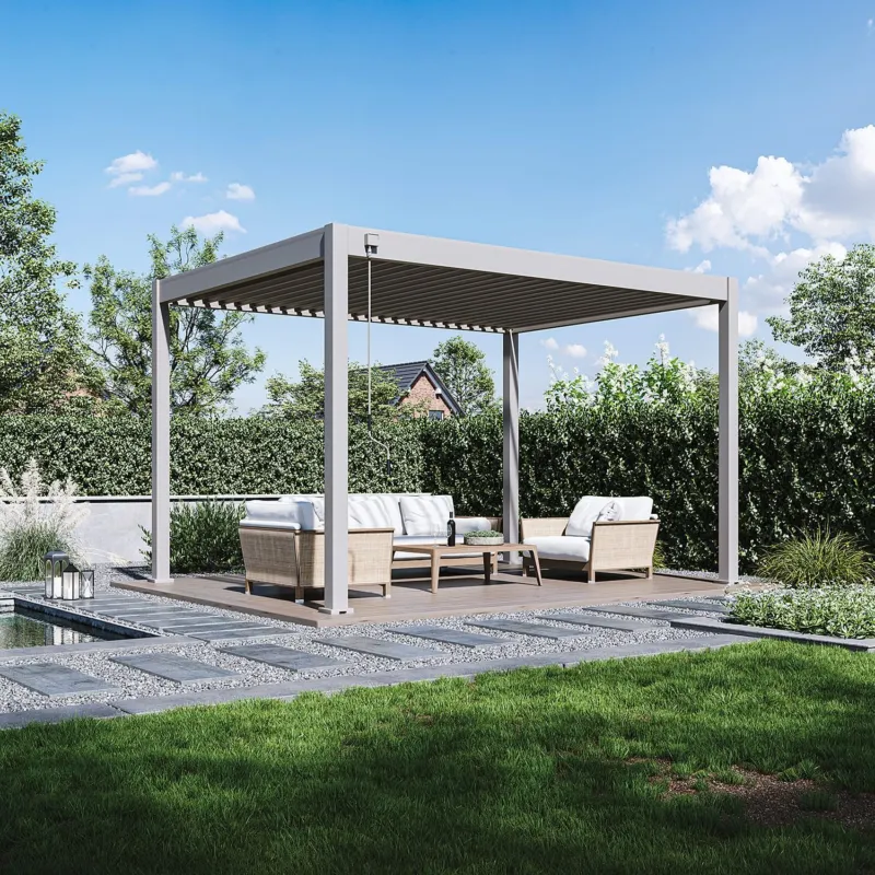 Goedkoop Aluminium Terrasoverkapping Comfort Vrijstaand 300 x 400 cm Kiezelgrijs
