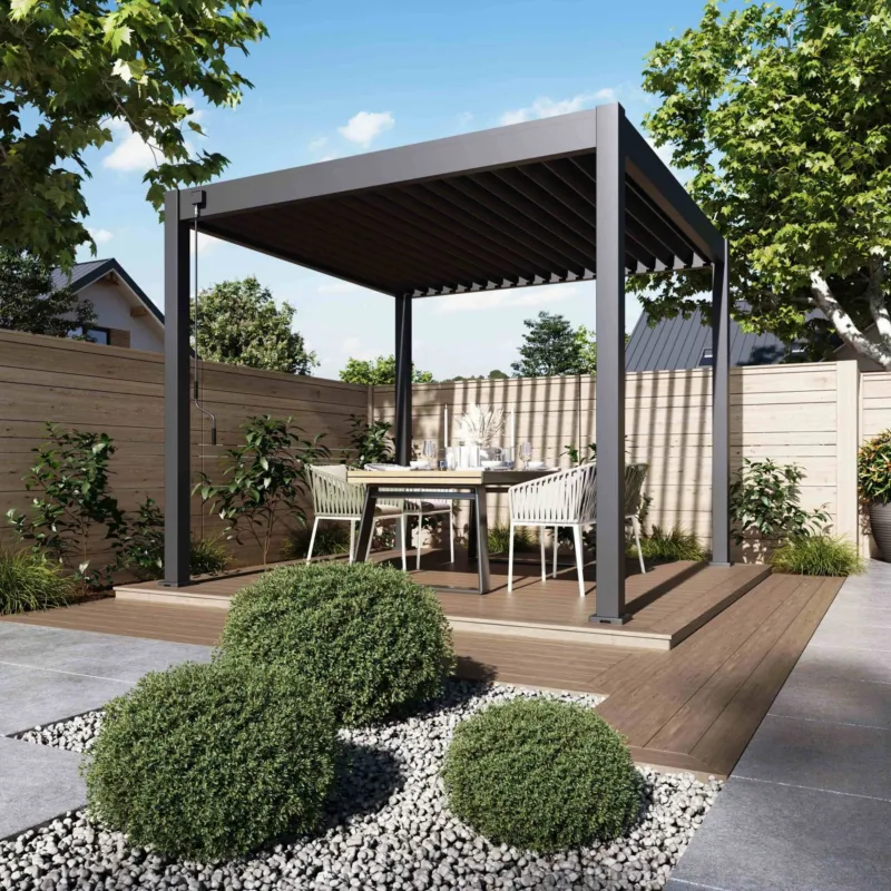 Koop Vandaag Aluminium Terrasoverkapping Deluxe Vrijstaand 300 x 300 cm Antraciet