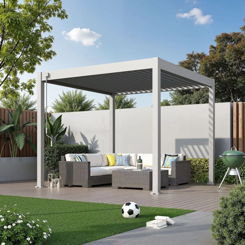 Aluminium Terrasoverkapping Deluxe Vrijstaand 300 x 300 cm Kiezelgrijs Snelle Levering
