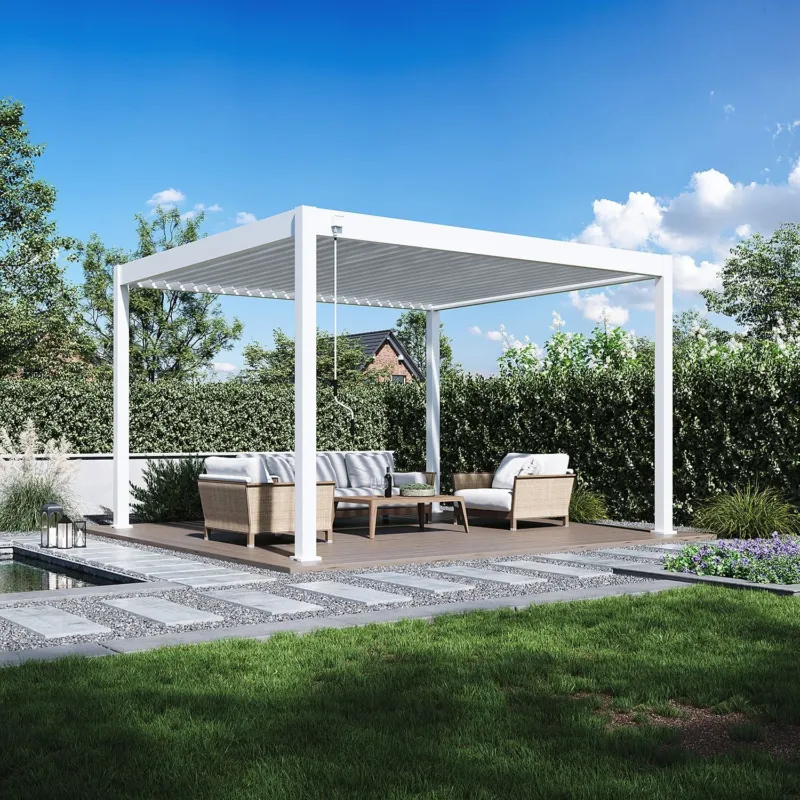 Aluminium Terrasoverkapping Deluxe Vrijstaand 360 x 400 cm Wit Betrouwbaar