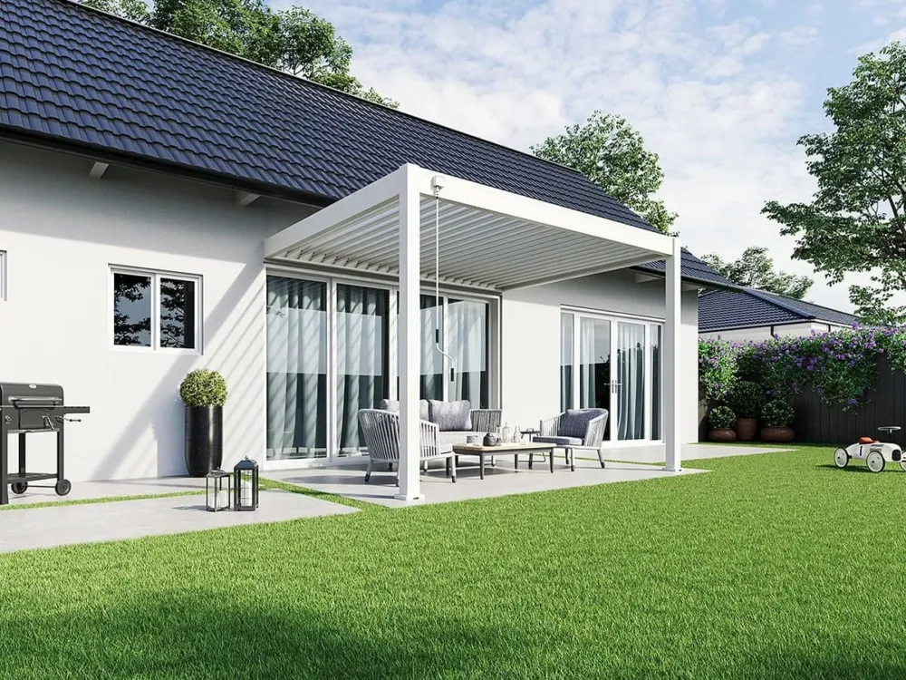 Aluminium Terrasoverkapping Deluxe Aanbouw 300 x 360 cm Wit Meest Verkocht