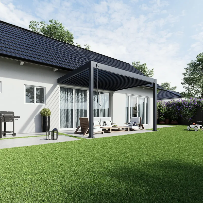 Aluminium Terrasoverkapping Deluxe Aanbouw 300 x 400 cm Antraciet Must-Have