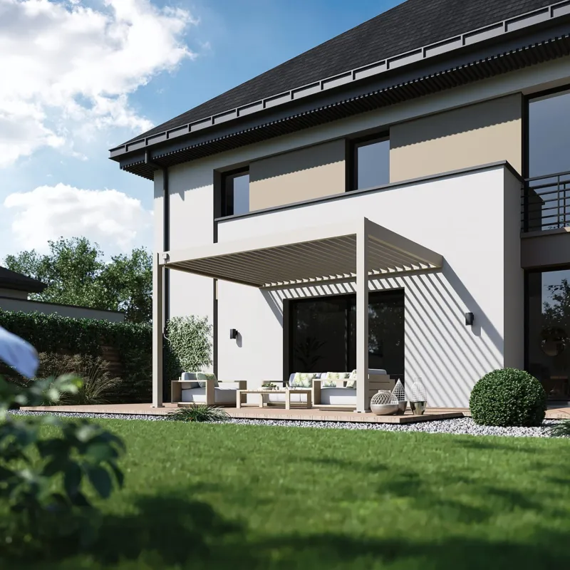 Aluminium Terrasoverkapping Deluxe Aanbouw 300 x 400 cm Kiezelgrijs Lage Prijs