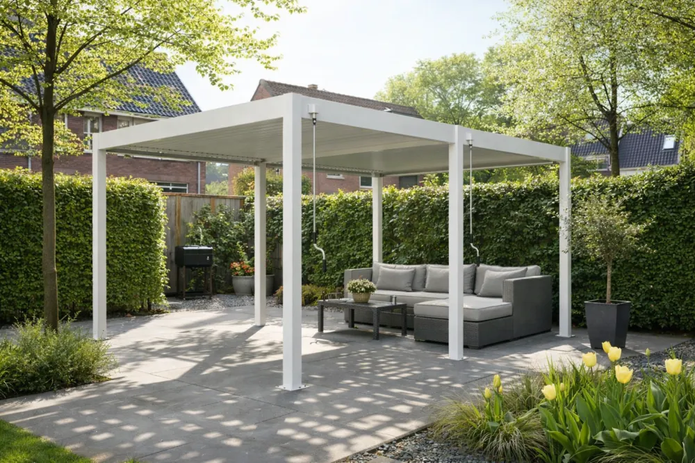 Laatste Kans Aluminium Terrasoverkapping Deluxe Vrijstaand 360 x 530 cm Wit