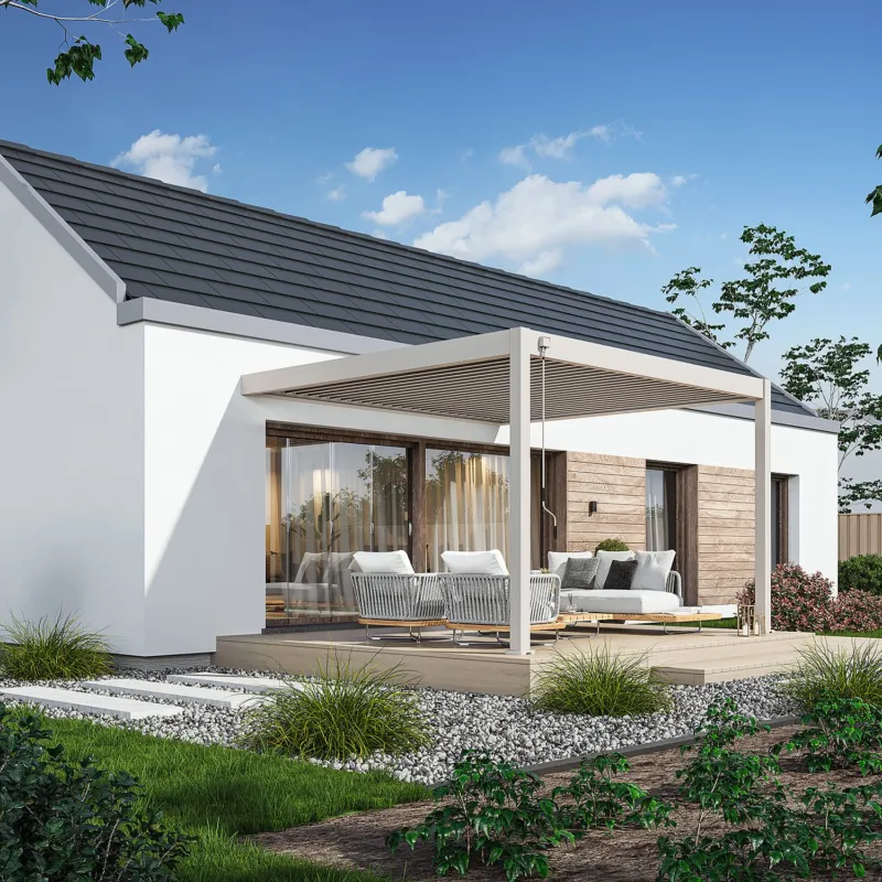 Weekendaanbieding Aluminium Terrasoverkapping Deluxe Aanbouw 360 x 400 cm Kiezelgrijs