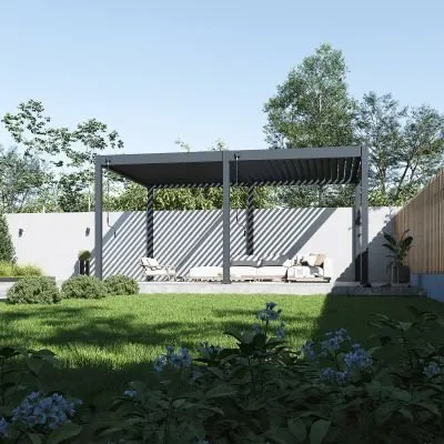 Aluminium Terrasoverkapping Deluxe Aanbouw 360 x 530 cm Antraciet Koopje