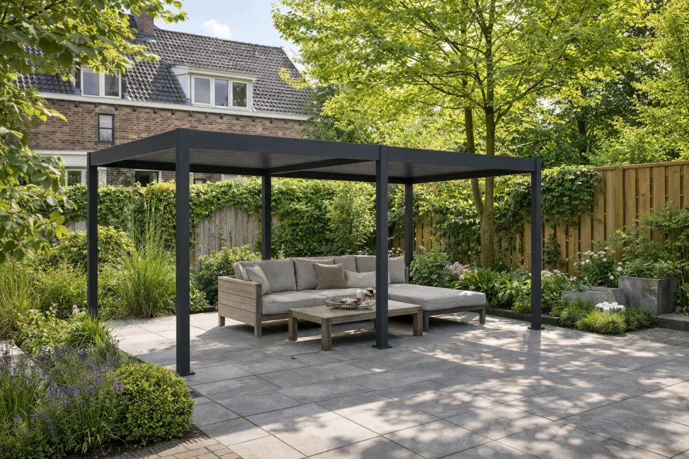 Exclusieve Aanbieding Aluminium Terrasoverkapping Deluxe Vrijstaand Elektrisch + LED 300 x 600 cm Antraciet