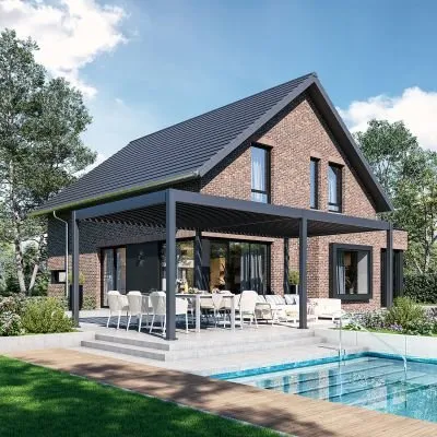 Exclusieve Aanbieding Aluminium Terrasoverkapping Deluxe Vrijstaand Elektrisch + LED 360 x 720 cm Antraciet