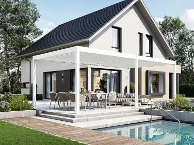 Aluminium Terrasoverkapping Deluxe Vrijstaand Elektrisch + LED 360 x 720 cm Wit Shop Nu