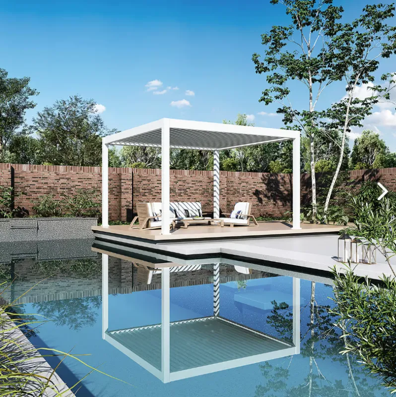 Weekendaanbieding Aluminium Terrasoverkapping Premium Vrijstaand Elektrisch + LED 400 x 400 cm Wit
