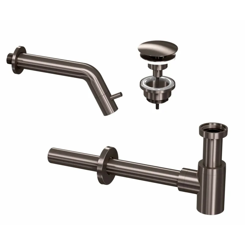Fonteinkraanset INK Inbouw Inkortbaar Inclusief Waste en Design Sifon Metal Black Lage Kosten