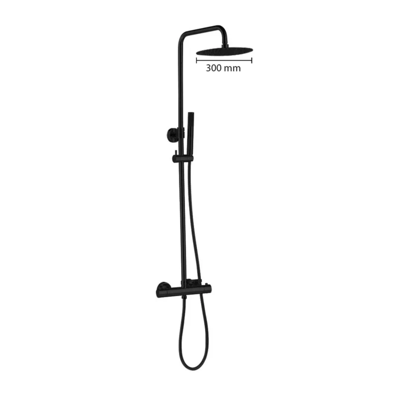 Betrouwbaar Regendouche set Best Design Black Pary Opbouw Thermostaat Messing Ø 30cm Mat Zwart