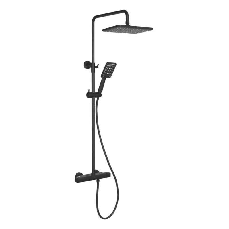 Hoge Kwaliteit Regendoucheset Opbouw Sapho Spy Thermostaatkraan 29x19 cm Mat Zwart
