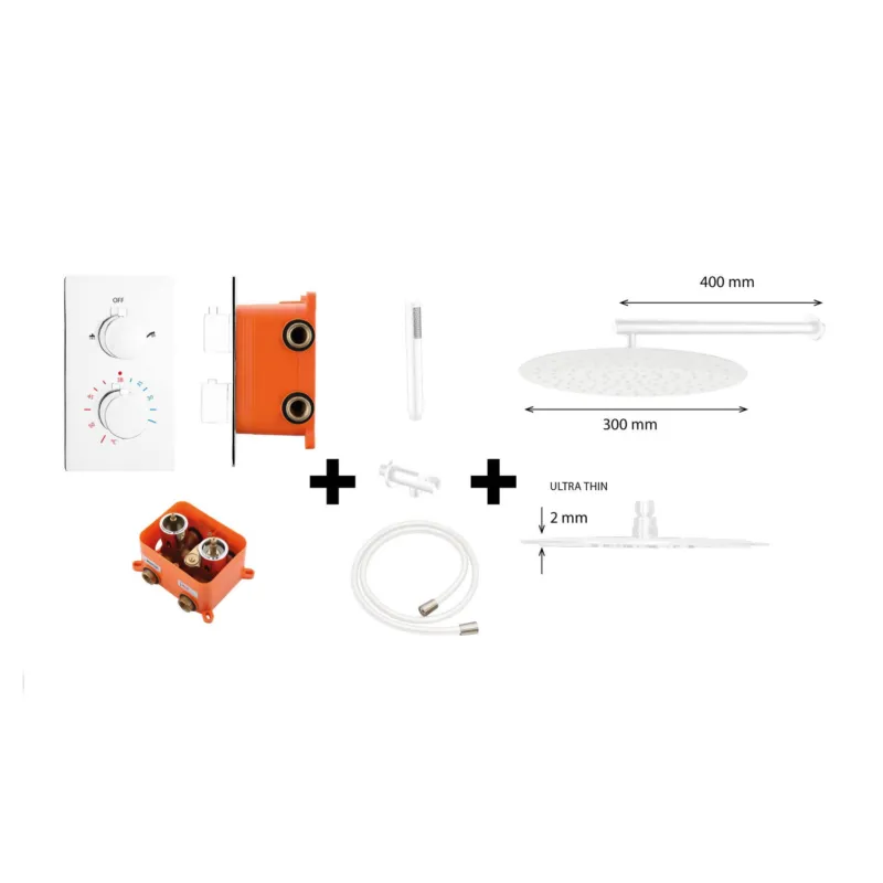 Regendoucheset Best Design White Rond Thermostatische Inbouwset Mat Wit Voordeelprijs