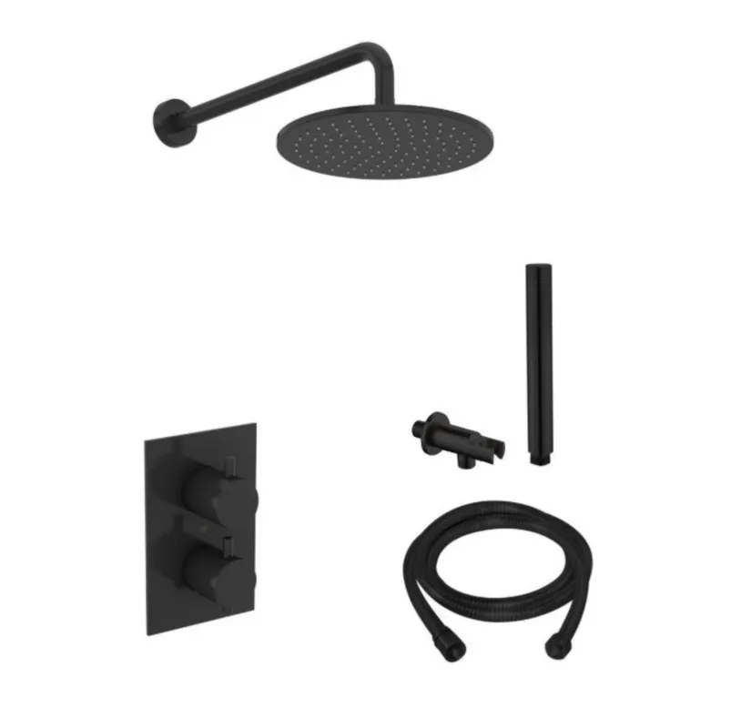Beperkte Voorraad Inbouw Regendouche Set Boss & Wessing Wanduitloop Ronde Hoofddouche 30 cm Mat Zwart