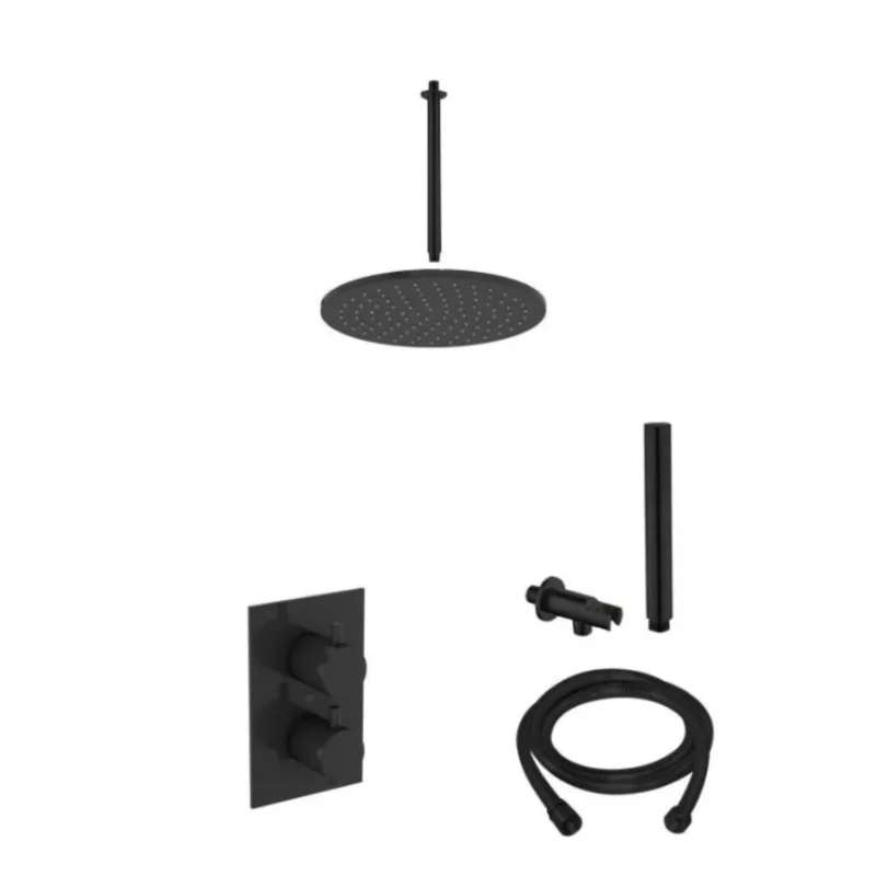 Inbouw Regendouche Set Boss & Wessing Plafonduitloop Ronde Hoofddouche 20 cm Mat Zwart Bestel Nu