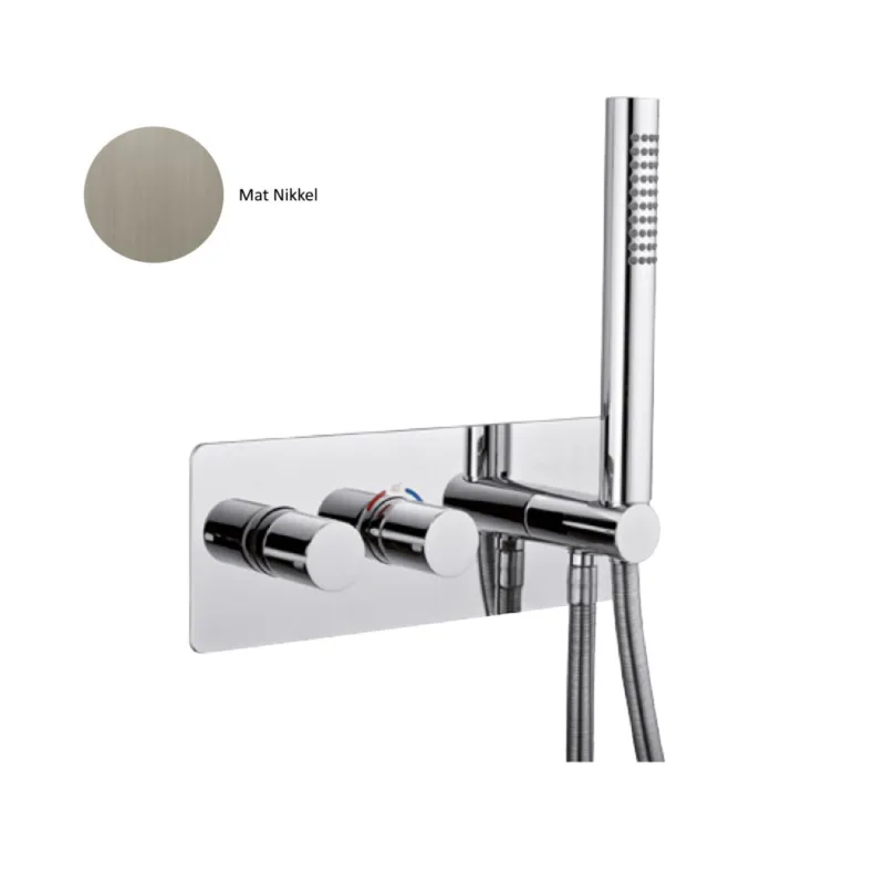 Lage Kosten Inbouw Douchekraan Sanimex Giulini Thermostatisch 1-Uitgang Rechthoekig Incl. Handdouche En BOX Inbouwdeel Mat Nikkel
