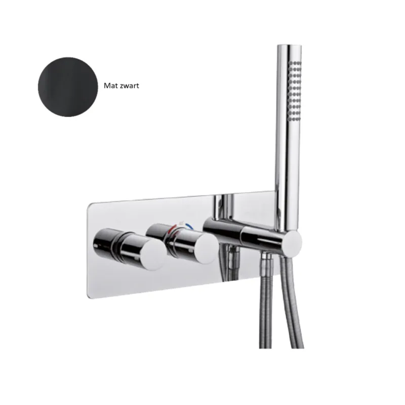 Inbouw Douchekraan Sanimex Giulini Thermostatisch 1-Uitgang Rechthoekig Incl. Handdouche En BOX Inbouwdeel Mat Zwart Betaalbaar