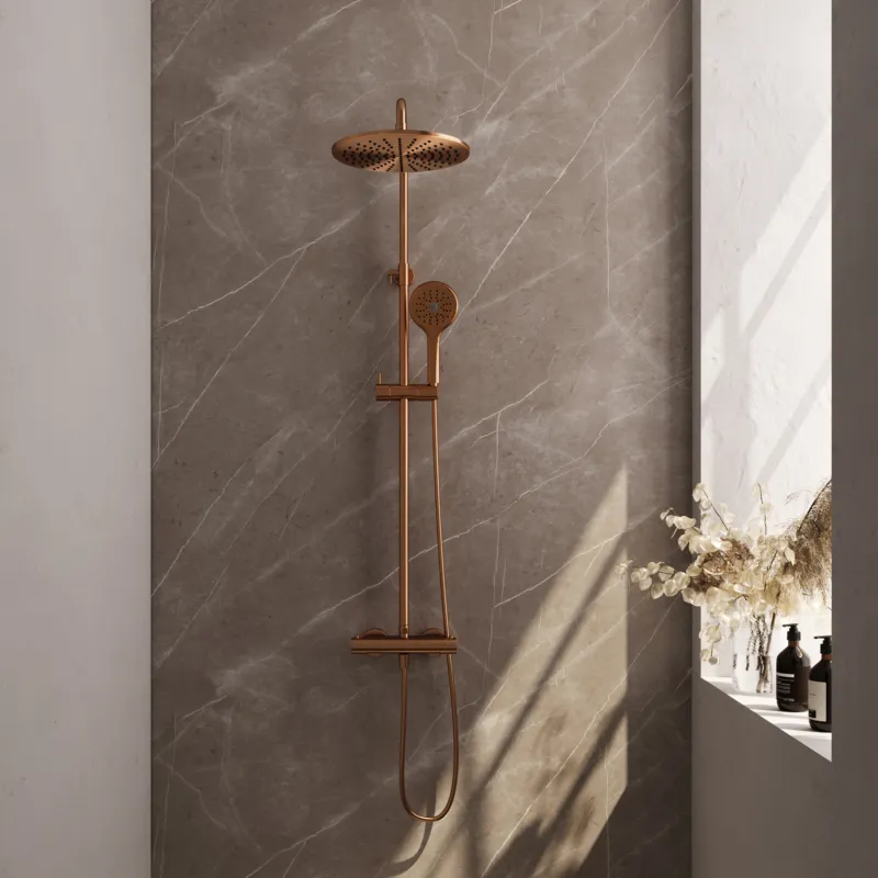 Regendouche Brauer Copper Showerpipe Met Thermostaat 30cm 3 Standen Koper Flitsaanbieding