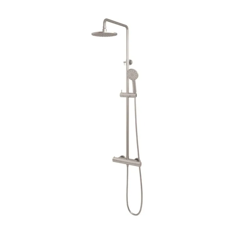 Snelle Levering Regendouche Brauer Brushed Showerpipe Met Thermostaat 20cm 3 Standen Geborsteld Nikkel