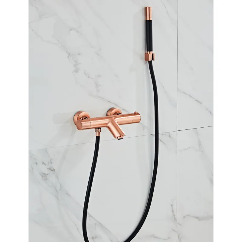 Opbouw Badkraan Boss & Wessing Copper Pro Thermostatisch met Handdouche Geborsteld Koper Laatste Versie