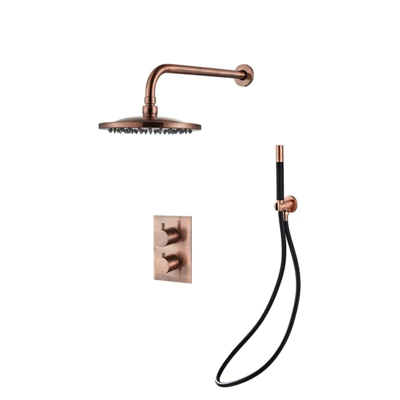 Inbouw Regendouche Set Boss & Wessing Copper Pro Wanduitloop en Staaf Handdouche Geborsteld Koper 30 cm Nu Kopen