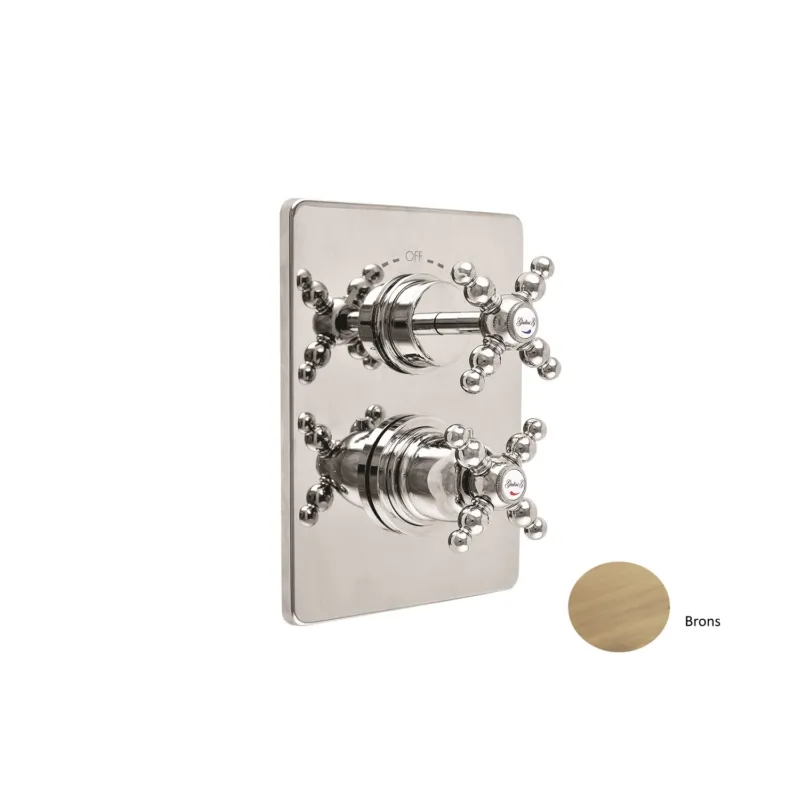 Inbouw Douchekraan Sanimex Giulini Thermostatisch 2-Weg Kruisgreep Rechthoekig Inclusief Inbouwdeel Brons Beperkte Voorraad