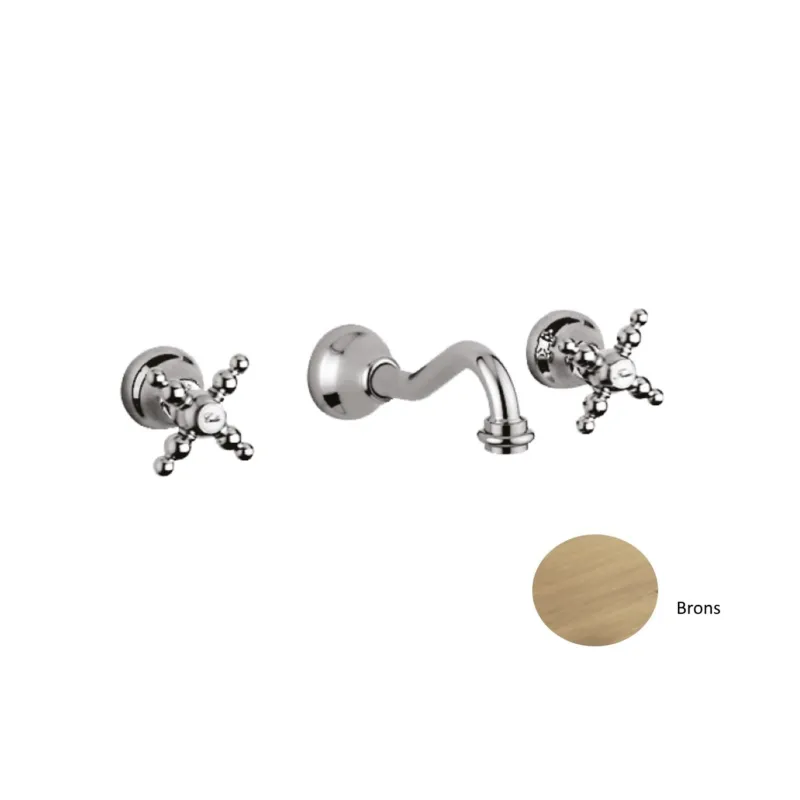 Hete Deal Inbouw Wastafel Mengkraan Sanimex Giulini Retro Model Tweegreeps Kruisgreep 20cm Inclusief G-Link Inbouwdeel Brons