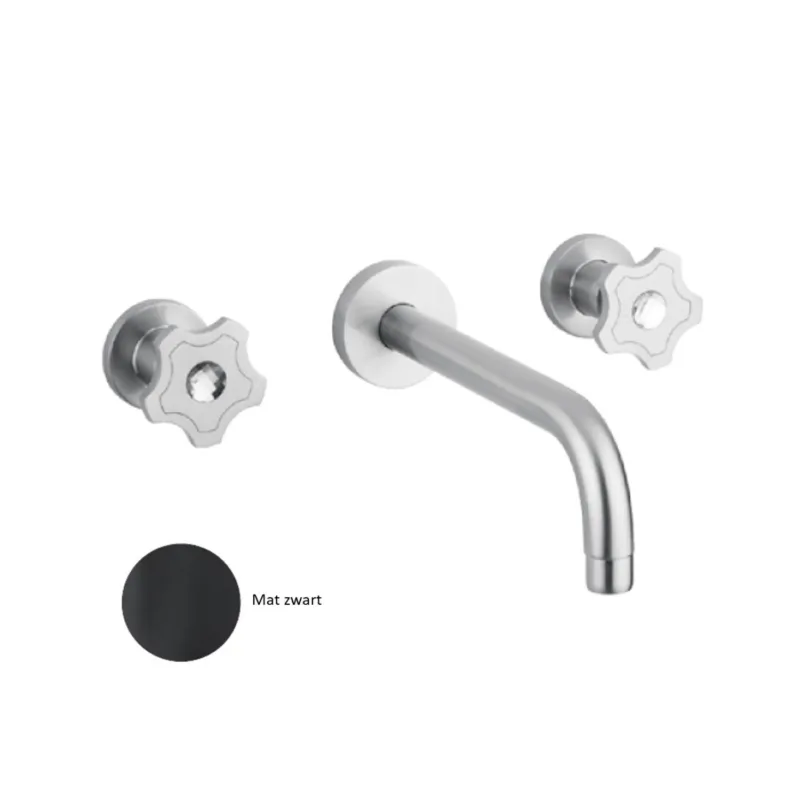 Inbouw Wastafelmengkraan Sanimex Giulini Tweeknops 25cm Inclusief G-Link Inbouwdeel Mat Zwart Direct Beschikbaar