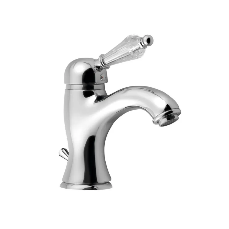 Laatste Versie Wastafelmengkraan Sapho Kirk� Retro Kristal 1-hendel Gebogen 18.2 cm Chroom (incl. clickwaste)