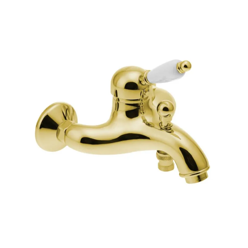 Weekendaanbieding Opbouw Badkraan Sapho Kirk� Mengkraan Retro Wit 1-hendel 11.5 cm Goud