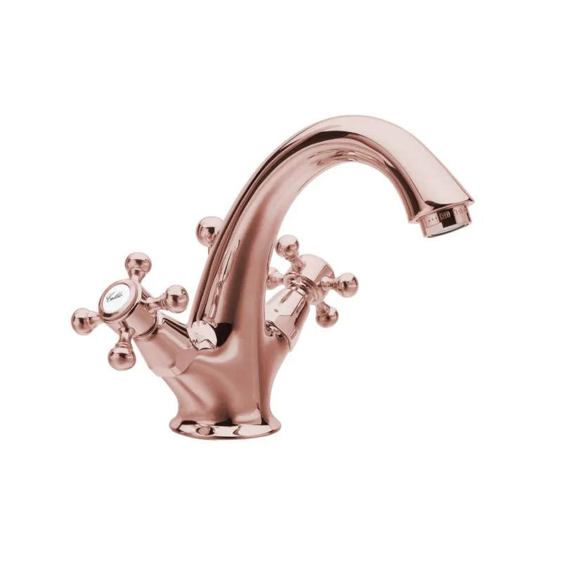 Wastafelmengkraan Sapho Antea 2-knop Uitloop 12 cm Rose Goud (incl. clickwaste) Aanbieding