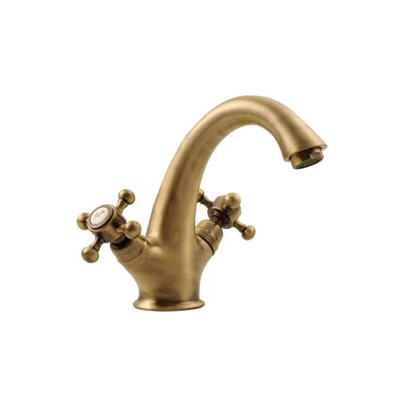 Op = Op Wastafelmengkraan Sapho Antea 2-knop Uitloop 12 cm Brons (incl. clickwaste)