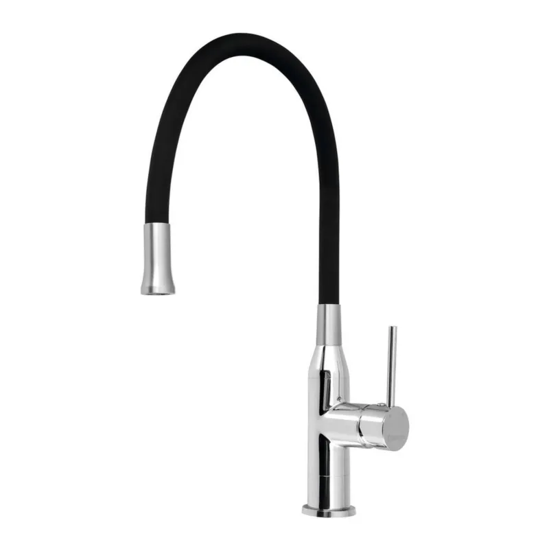 Keukenmengkraan Sapho Sili 1-hendel 47.5 cm met Siliconen Uitloop Chroom Zwart Direct Verzonden