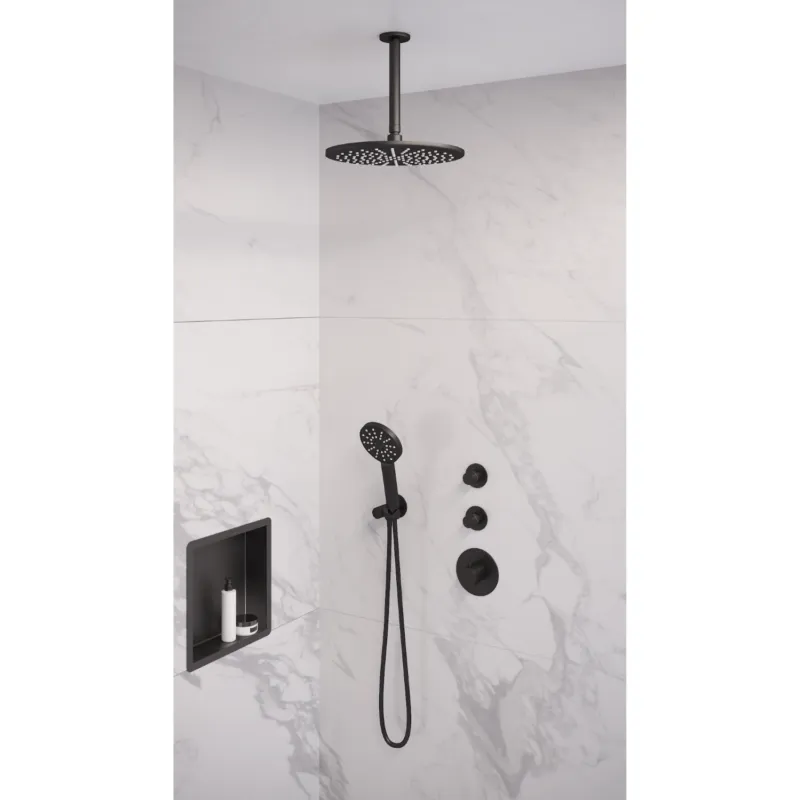 Thermostatisch Inbouwdoucheset Brauer Black 30cm Hoofddouche Plafondarm 3 Standen Handdouche Mat Zwart Meest Verkocht