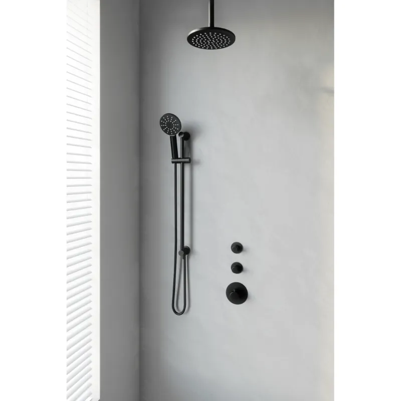 Thermostatisch Inbouwdoucheset Brauer Black 20cm Hoofddouche Plafondarm 3 Standen Handdouche op Glijstang Mat Zwart Exclusieve Aanbieding