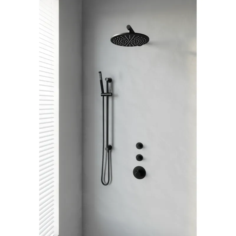 Thermostatisch Inbouwdoucheset Brauer Black 30cm Hoofddouche Wandarm Staafhanddouche op Glijstang Mat Zwart Betrouwbaar