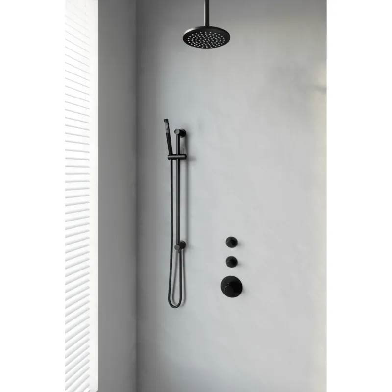 Koop Online Thermostatisch Inbouwdoucheset Brauer Black 20cm Hoofddouche Plafondarm Staafhanddouche op Glijstang Mat Zwart