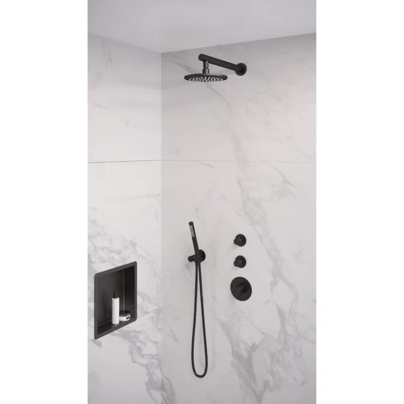 Thermostatisch Inbouwdoucheset Brauer Black 20cm Hoofddouche Wandarm Staafhanddouche Mat Zwart Actieprijs