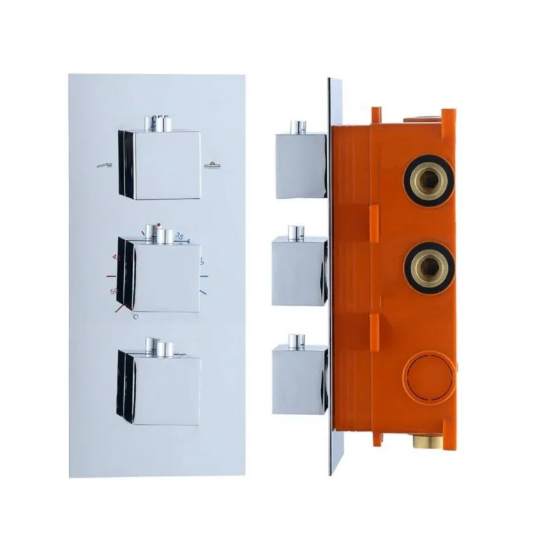 Inbouw Thermostaat Best Design Sano box 3 Weg 1/2 Vierkante Knoppen Chroom Korting