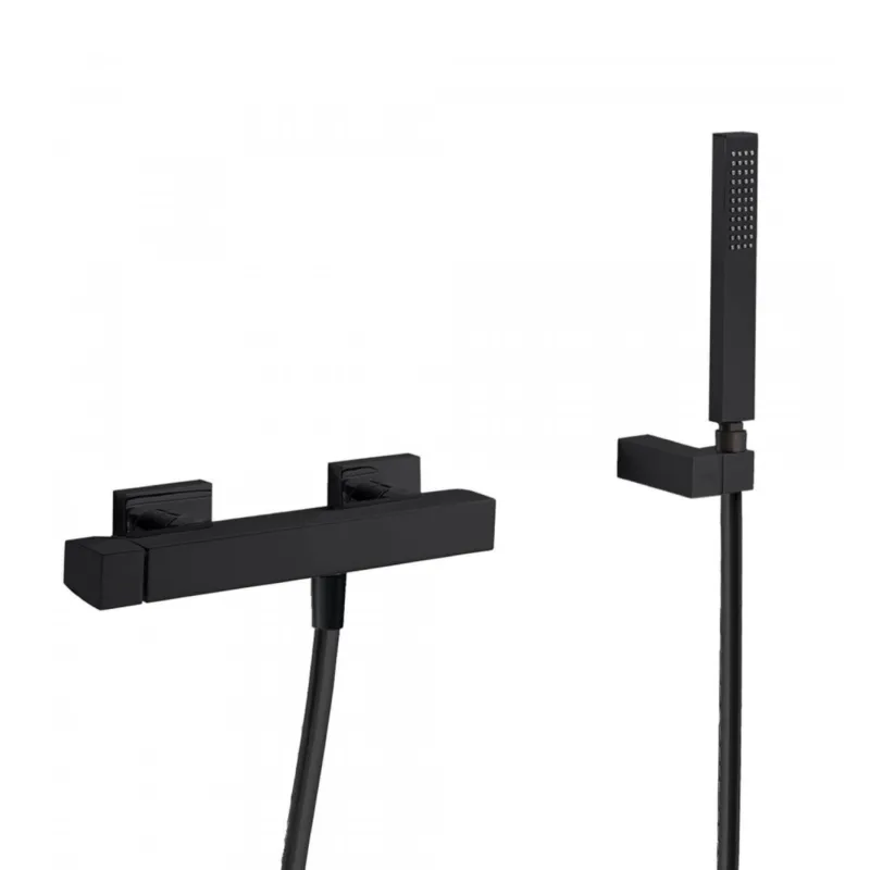 Douchemengkraan Tres Slim met Handdouche 27.5x8.7 cm Vierkant Mat Zwart Merkproduct