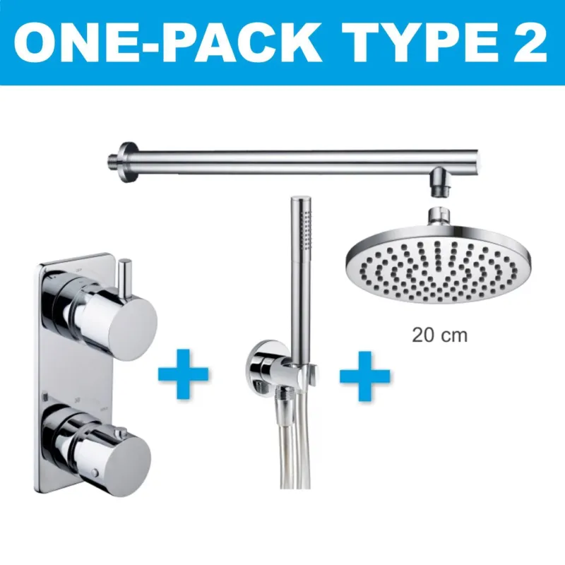 Bestel Nu Thermostatische Inbouw Regendouche Set Wiesbaden Type 2 Wandarm 20 cm Rond