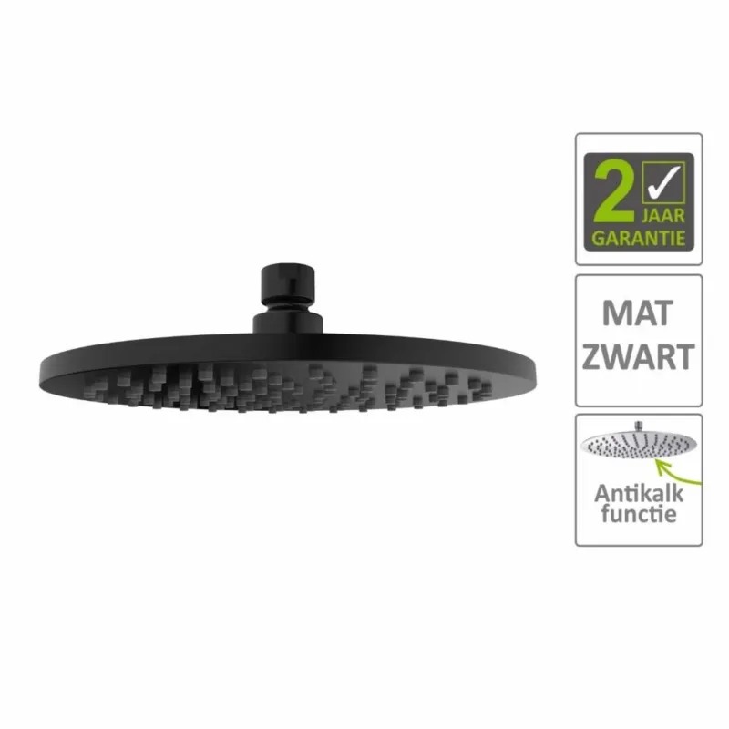 Flitsaanbieding AQS Hoofddouche Luxe Rond 20x20 cm Mat Zwart