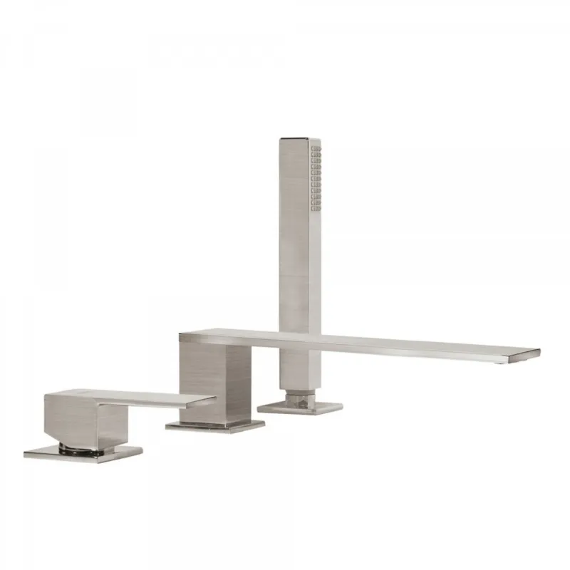 Finale Uitverkoop Badrandkraan Tres Cuadro Exclusive met Handdoucheset Lange Rechte Uitloop 22 cm RVS