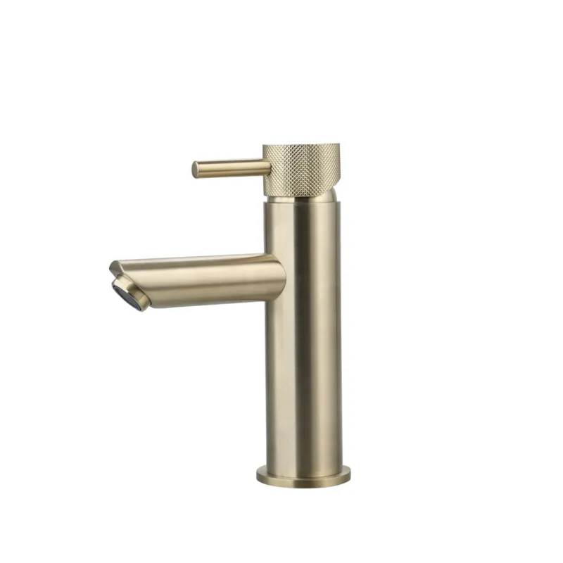 Alleen Vandaag Wastafelmengkraan Opbouw Sanilux Mia Met Geribbeld Knop Goud Geborsteld
