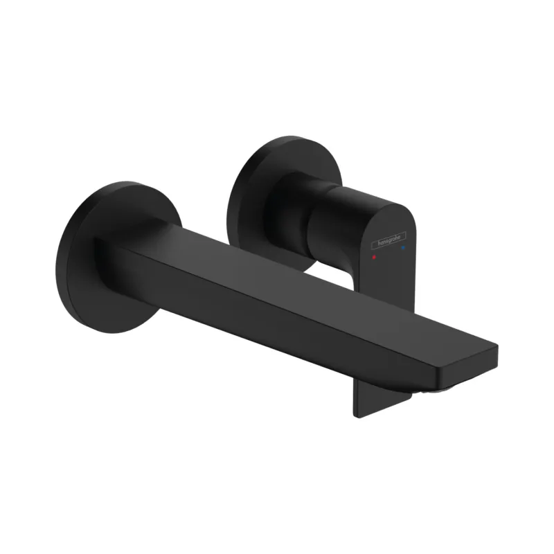Wastafelmengkraan Inbouw HansGrohe Rebris E Eengreeps Wandmontage Met Uitloop 20 cm Mat Zwart Voordeelprijs