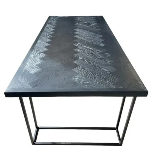 Gratis Retour Rechthoekig eiken visgraat tafelblad zwart 305x110cm